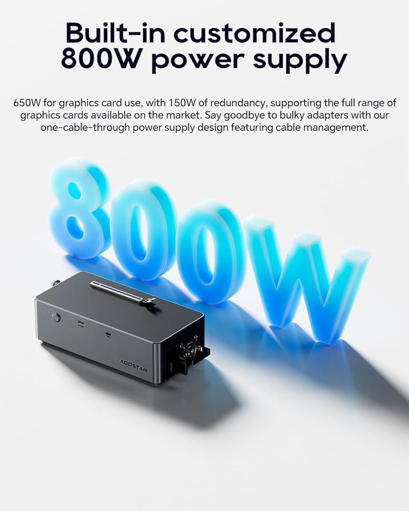 Amazon.com: AOOSTAR AG02 EGPU Dock with 800W PSU, OCuLink+USB4 Amazon.com: AOOSTAR AG02 EGPU Dock with 800W PSU, OCuLink+USB4